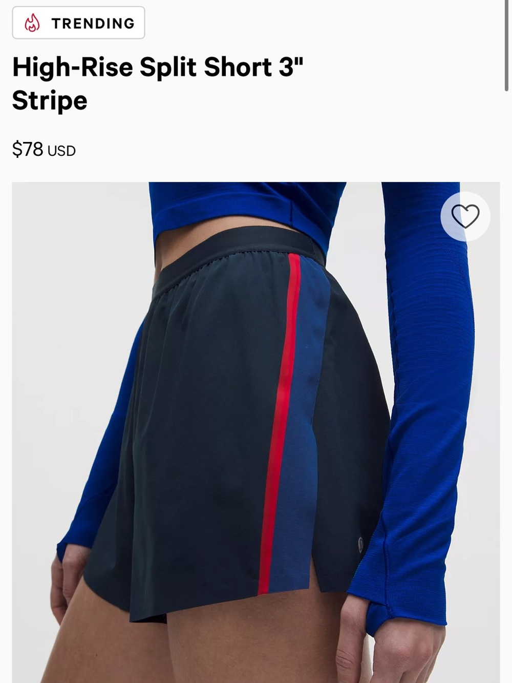 lululemon athletica navy athletic shorts with pink stripe